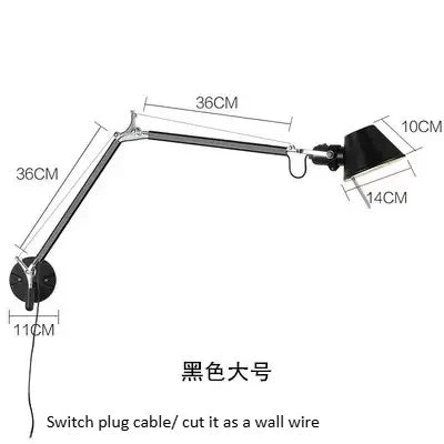 Foldable Swing Arm Wall Sconce, Adjustable Aluminum Design, E27 LED Bulb, Wall-Mount or Table-Clip Indoor Light - product view 5
