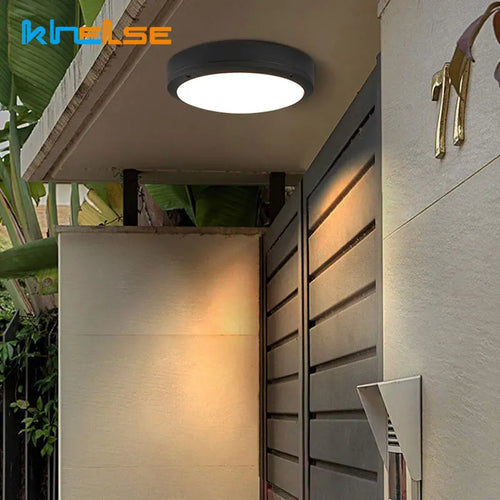 Outdoor Ceiling Light, LED Flush Fixture, AC 90-260V, Modern Aluminum and PVC, Warm or Cold White - product view 1