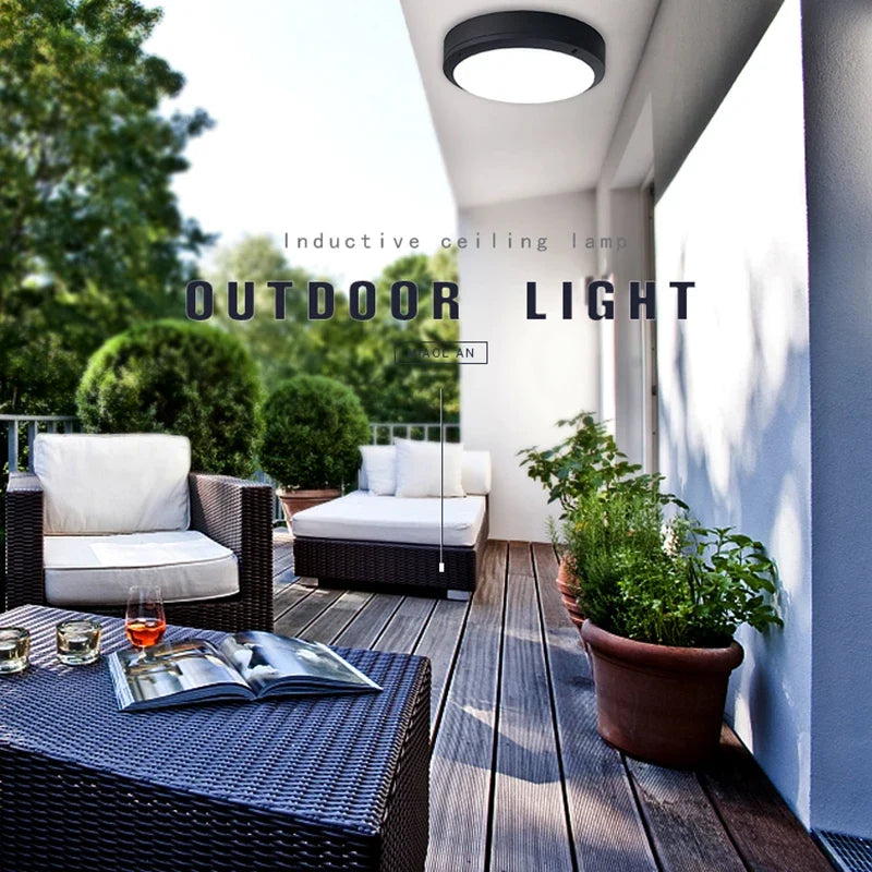 Outdoor Ceiling Light, LED Flush Fixture, AC 90-260V, Modern Aluminum and PVC, Warm or Cold White - product view 3