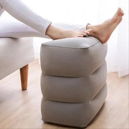 Inflatable Travel Footrest, Adjustable Rectangle Rest Pillow for Airplane, Car and Bus, Solid 100% Polyester Design - product view 3