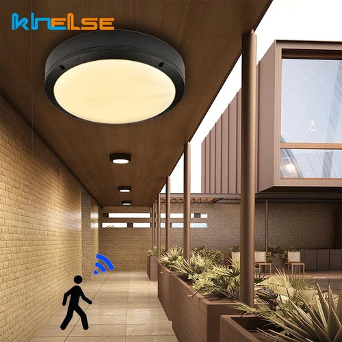 Radar Motion Sensor Outdoor Ceiling Light, LED Flush Mount, AC 90-260V, 6W or 18W, Warm or Cool White for Porch and Bathroom - product view 1
