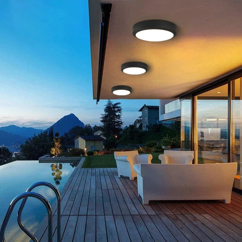 Radar Motion Sensor Outdoor Ceiling Light, LED Flush Mount, AC 90-260V, 6W or 18W, Warm or Cool White for Porch and Bathroom - product view 5