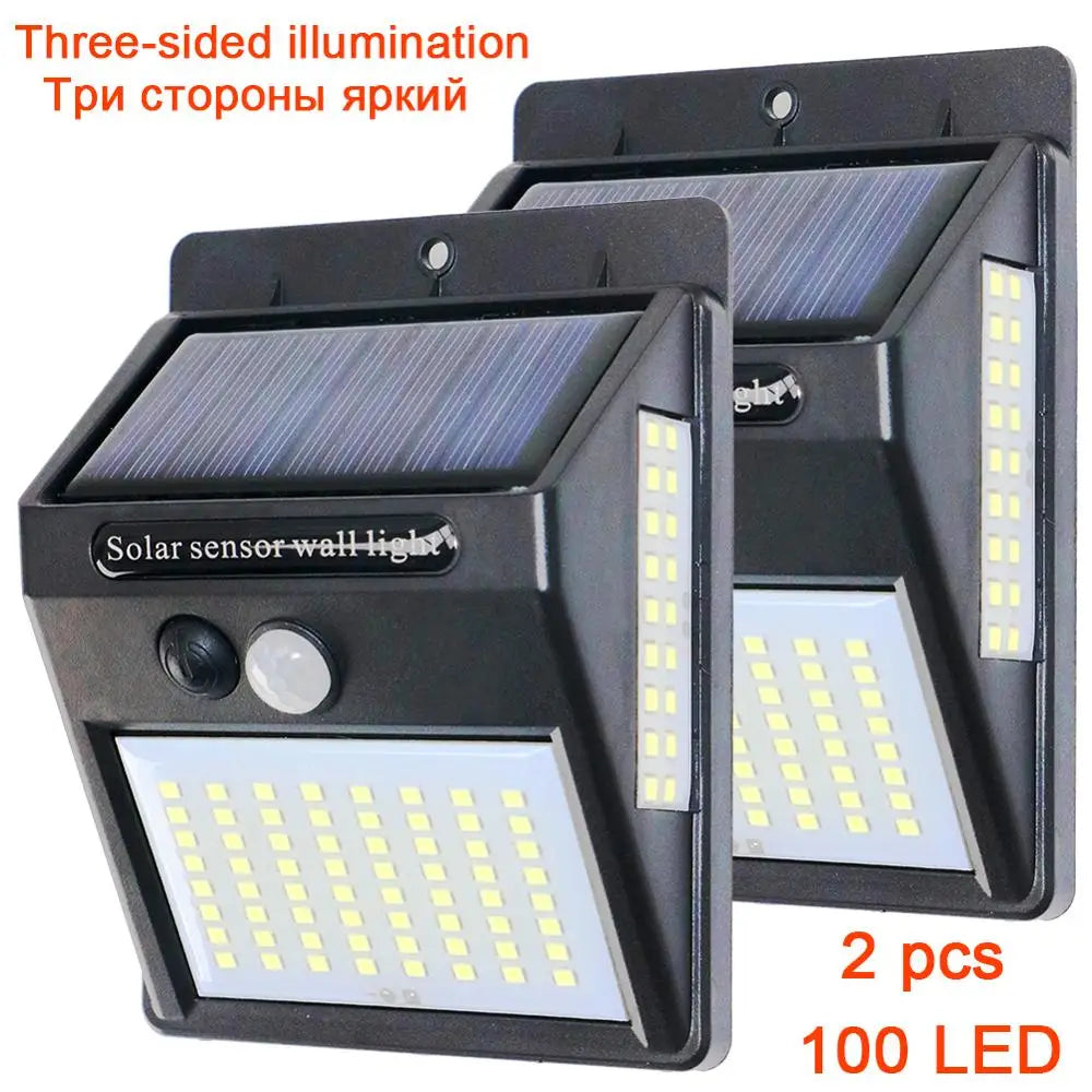 Solar Motion Sensor Wall Light, 100 LED-Style Outdoor Lamp, 3 Modes, 160lm, 120° Sensor, 1–6 Pack - product view 2