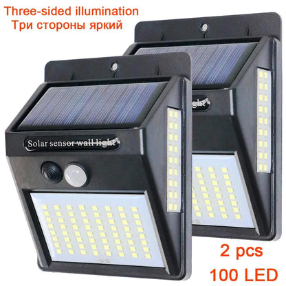 Solar Motion Sensor Wall Light, 100 LED-Style Outdoor Lamp, 3 Modes, 160lm, 120° Sensor, 1–6 Pack - product view 2