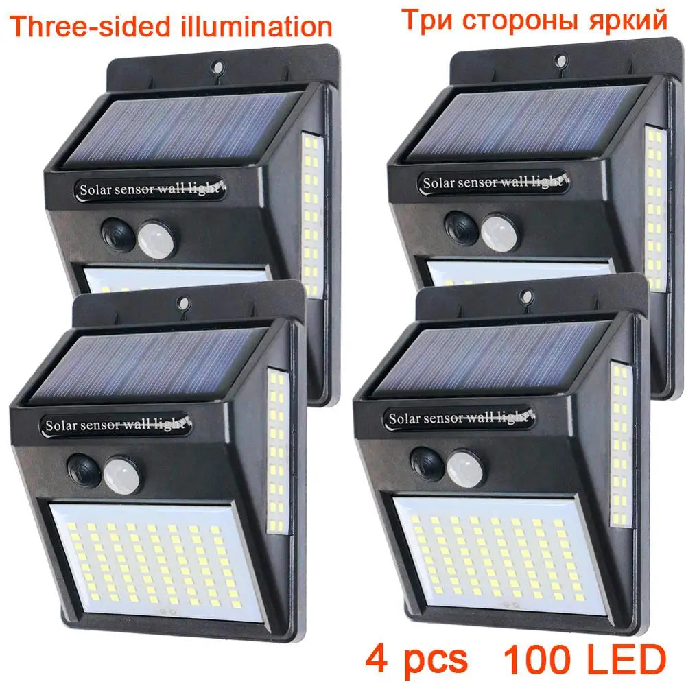 Solar Motion Sensor Wall Light, 100 LED-Style Outdoor Lamp, 3 Modes, 160lm, 120° Sensor, 1–6 Pack - product view 3