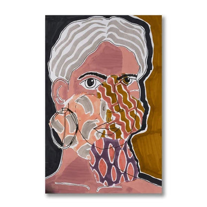 Boho Abstract Floral Woman Canvas Print, Vertical Rectangle Gallery Wall Art, Unframed Sizes for Living Room Décor - product view 1