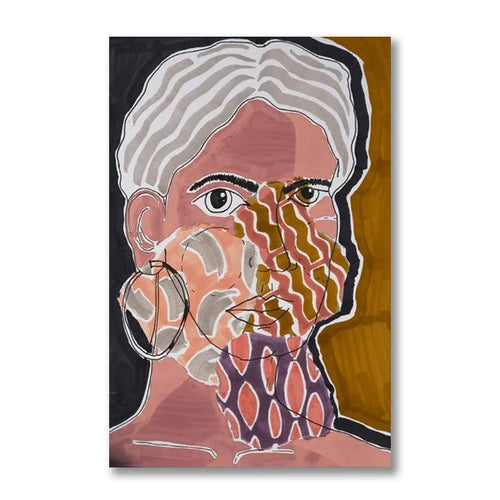 Boho Abstract Floral Woman Canvas Print, Vertical Rectangle Gallery Wall Art, Unframed Sizes for Living Room Décor - product view 1