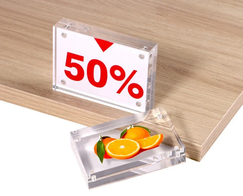 Magnetic Acrylic Floating Photo Frame, Double-Sided Clear Rectangle Holder, Multiple Sizes for Photos, Cards and Awards - product view 1