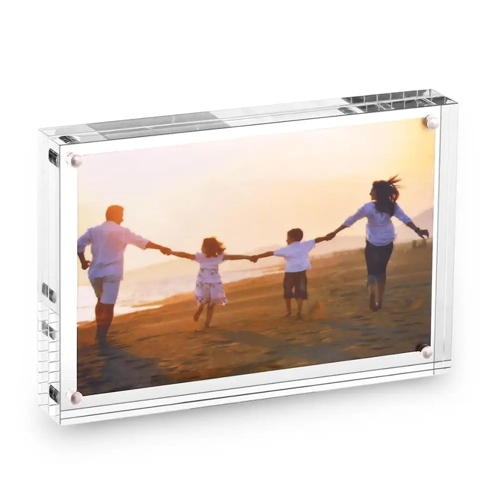 Magnetic Acrylic Floating Photo Frame, Double-Sided Clear Rectangle Holder, Multiple Sizes for Photos, Cards and Awards - product view 3