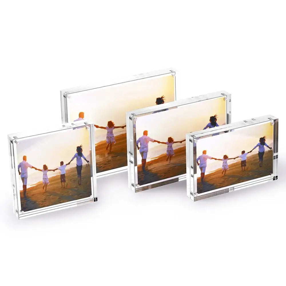 Magnetic Acrylic Floating Photo Frame, Double-Sided Clear Rectangle Holder, Multiple Sizes for Photos, Cards and Awards - product view 6