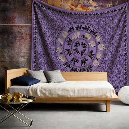 Floral Mandala Tapestry, Jacquard Polyester Wall Hanging, Machine-Washable Rectangle for Bedroom, Living Room and Travel - product view 1