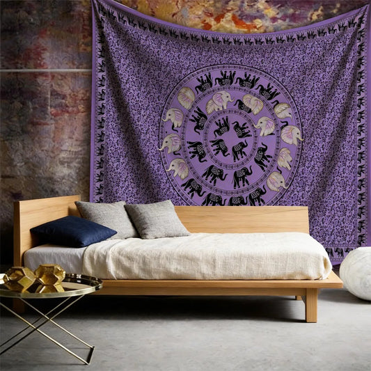 Floral Mandala Tapestry, Jacquard Polyester Wall Hanging, Machine-Washable Rectangle for Bedroom, Living Room and Travel - product view 1