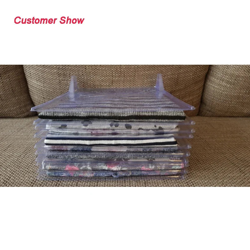 Transparent Clothes Folding Boards, 10-Piece Plastic Shirt Folder Set for Travel, Drawers, Closets and Documents - product view 2