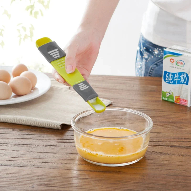Adjustable Measuring Spoon, Double-Headed Eight-Speed Plastic Baking Spoon for Kitchen Ingredient Quantities - product view 4