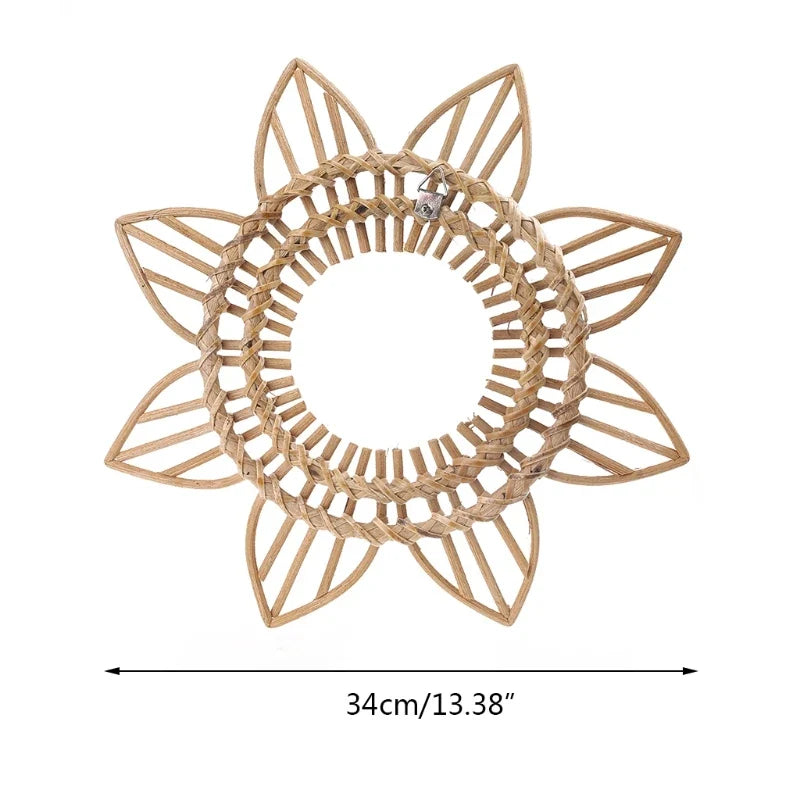 Round Rattan Makeup Mirror, Powder-Coated Decorative Wall Mirror with Multiple Design Options for Bedroom and Bathroom Décor - product view 3