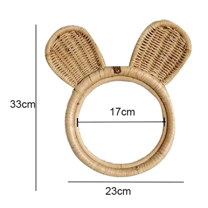 Round Rattan Makeup Mirror, Powder-Coated Decorative Wall Mirror with Multiple Design Options for Bedroom and Bathroom Décor - product view 4