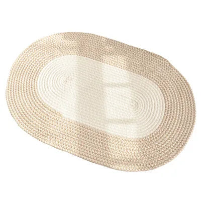 Hand-Knotted Cotton Jute Rug, Oval Anti-Slip Doormat with Solid Pattern for Home, Doorway, Kitchen and Floor Decor, 45 x 65 cm - product view 2