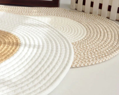 Hand-Knotted Cotton Jute Rug, Oval Anti-Slip Doormat with Solid Pattern for Home, Doorway, Kitchen and Floor Decor, 45 x 65 cm - product view 6