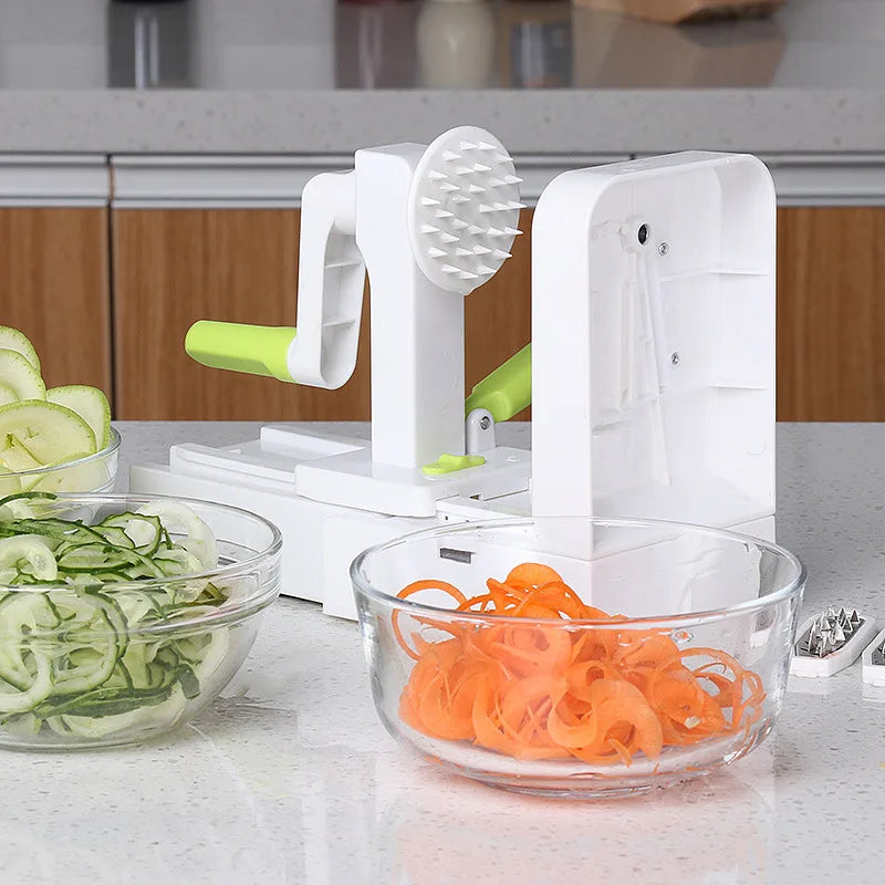 Folding Vegetable Spiralizer, 5 Rotating Stainless Steel Blades, Plastic Kitchen Tool for Zucchini Noodles and Pasta Prep - product view 3