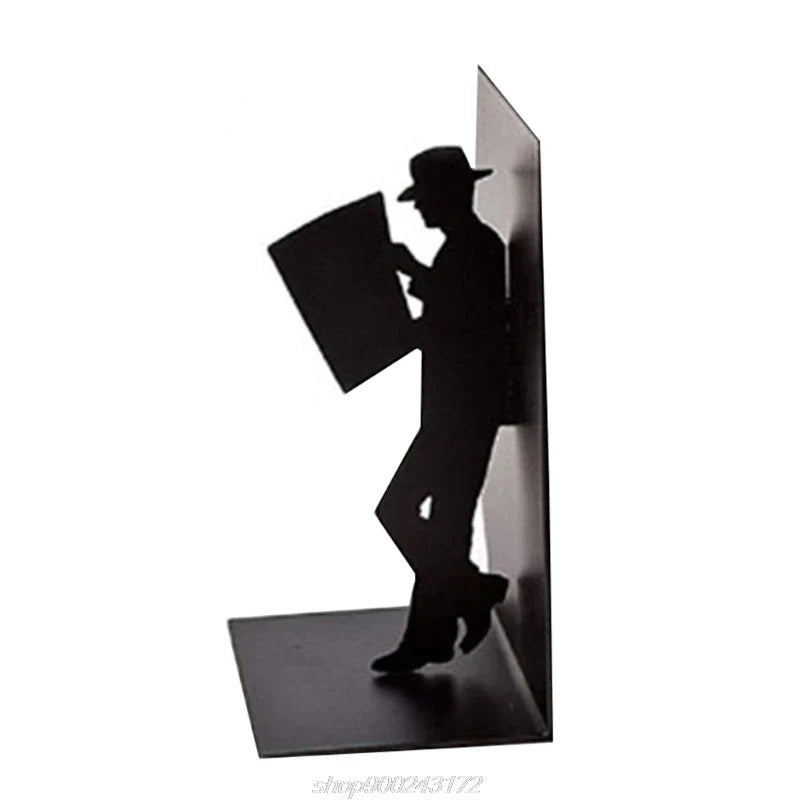 Iron Figure Bookend, Non-Skid Base, 10 x 8.5 x 17 cm Decorative Book Support for Home Office Shelves - product view 1
