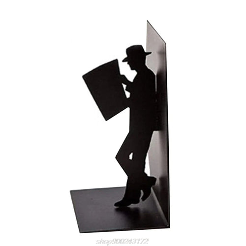 Iron Figure Bookend, Non-Skid Base, 10 x 8.5 x 17 cm Decorative Book Support for Home Office Shelves - product view 1