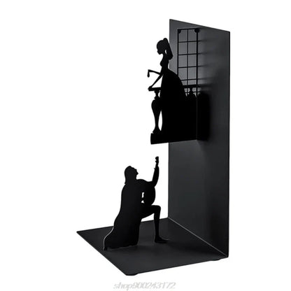 Iron Figure Bookend, Non-Skid Base, 10 x 8.5 x 17 cm Decorative Book Support for Home Office Shelves - product view 3