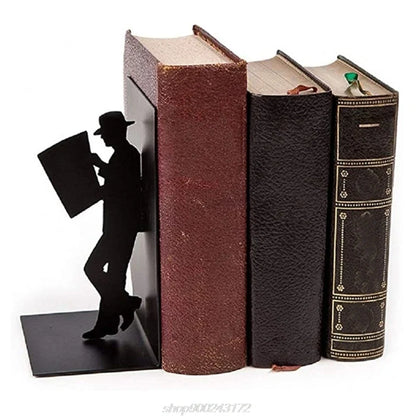 Iron Figure Bookend, Non-Skid Base, 10 x 8.5 x 17 cm Decorative Book Support for Home Office Shelves - product view 5