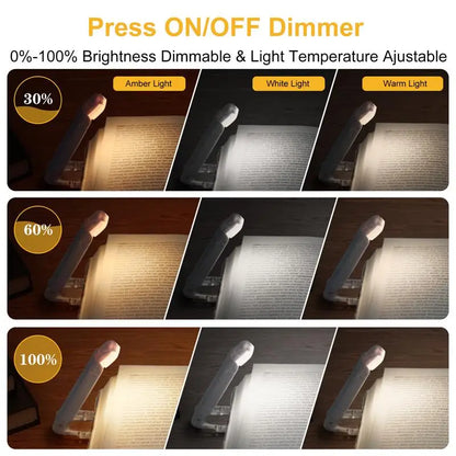 Rechargeable Reading Lamp, Clip-On LED Book Light, 3 Brightness Levels, 3 Color Temperatures, USB Bookmark Design - product view 6