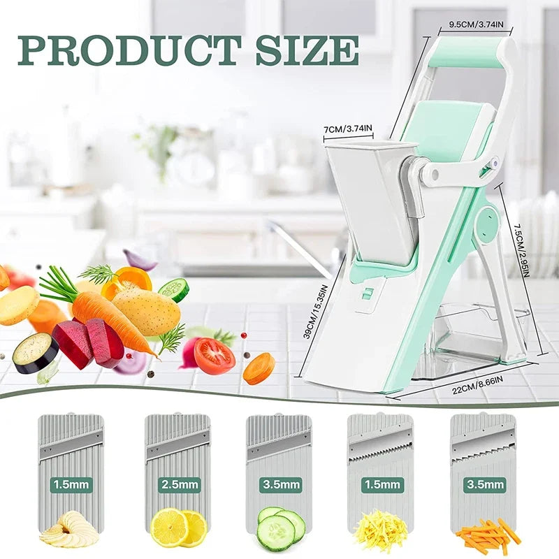 Adjustable Mandoline Slicer, Stainless Steel Vegetable Cutter with Aluminium Alloy Blade for Fruit and Vegetable Prep - product view 3