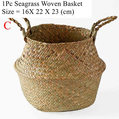 Foldable Wicker Storage Basket, Woven Organizer for Laundry, Home Storage, Flower Pots and Garden Use, Multiple Color Styles - product view 1