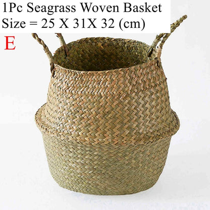 Foldable Wicker Storage Basket, Woven Organizer for Laundry, Home Storage, Flower Pots and Garden Use, Multiple Color Styles - product view 5