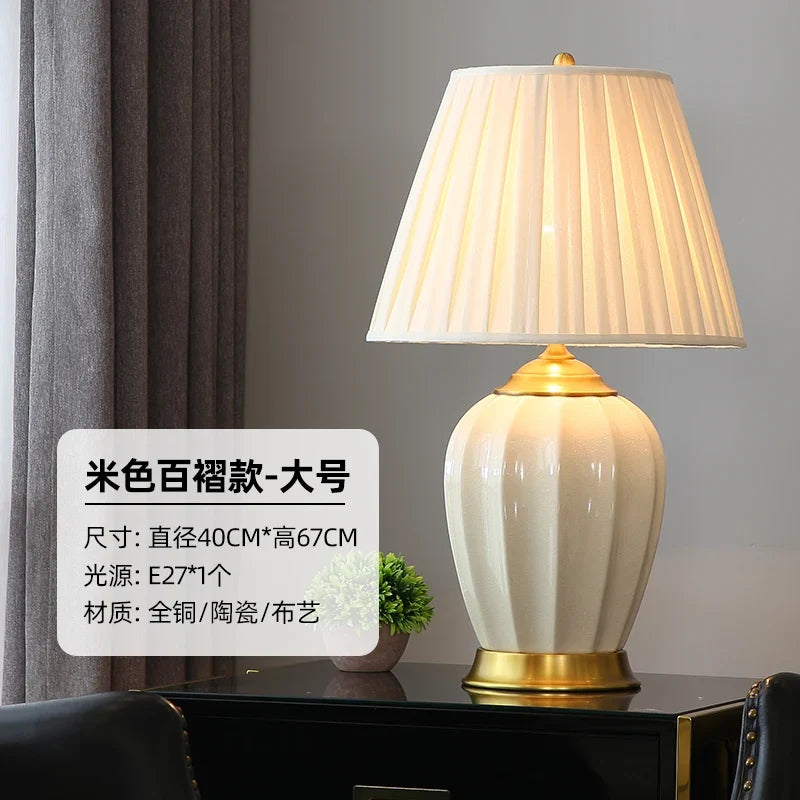 Ceramic Bedside Table Lamp, E27 LED Bulb Included, Knob Switch, Warm White Light, 33 × 50 cm Bedroom Decor - product view 5