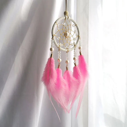 Feather Dream Catcher Wind Chime, Wicker Pastoral Hanging Décor for Home, Balcony, Window, Car or Holiday Gift - product view 4