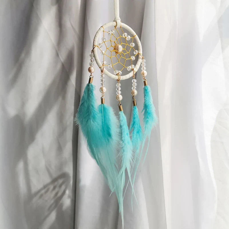 Feather Dream Catcher Wind Chime, Wicker Pastoral Hanging Décor for Home, Balcony, Window, Car or Holiday Gift - product view 5