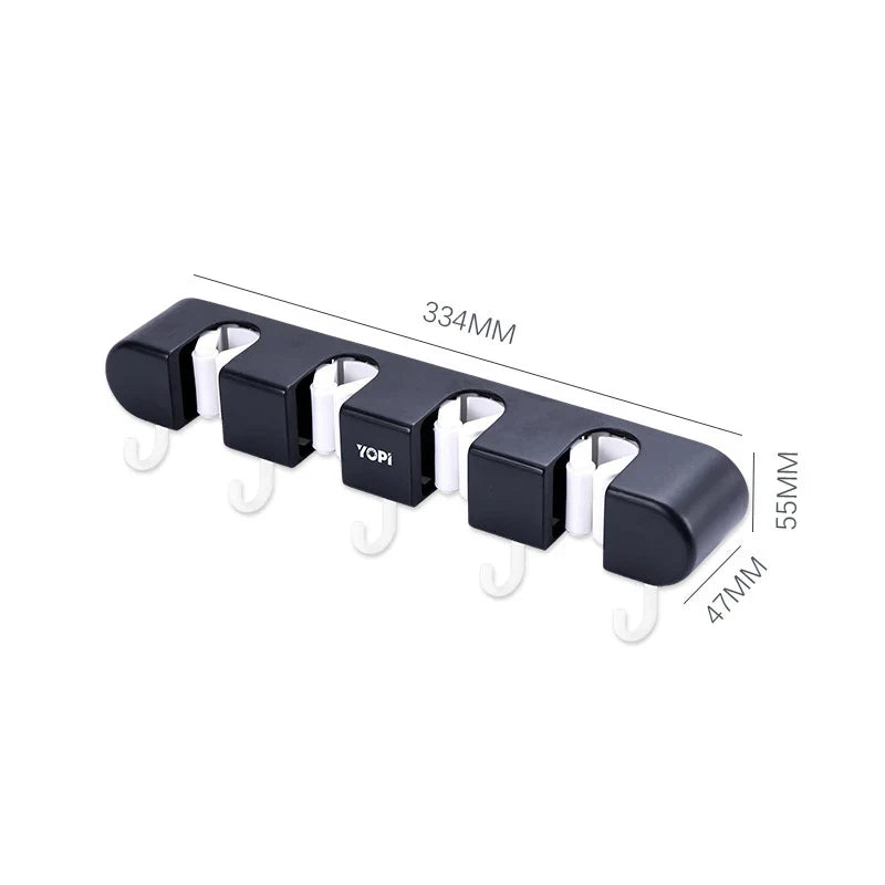 Broom Wall Holder, ABS Mop Organizer, No-Punch Wall-Mounted Storage Rack for Bathroom, Kitchen, Garden and Garage - product view 4