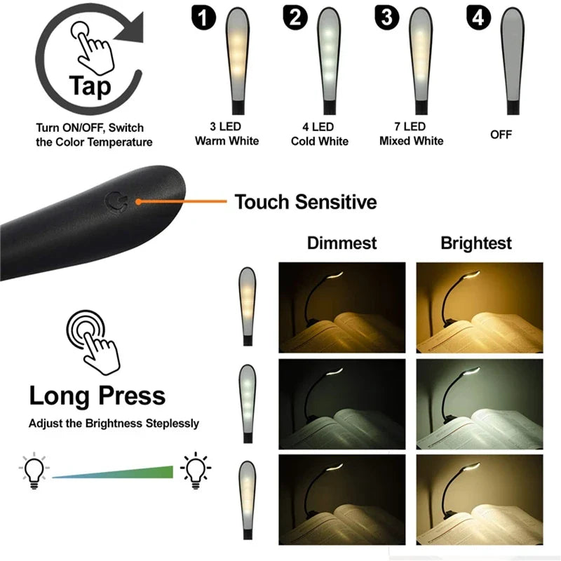 USB Rechargeable Clip Book Light, product view 4
