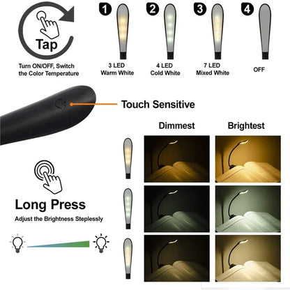 USB Rechargeable Clip Book Light, product view 4
