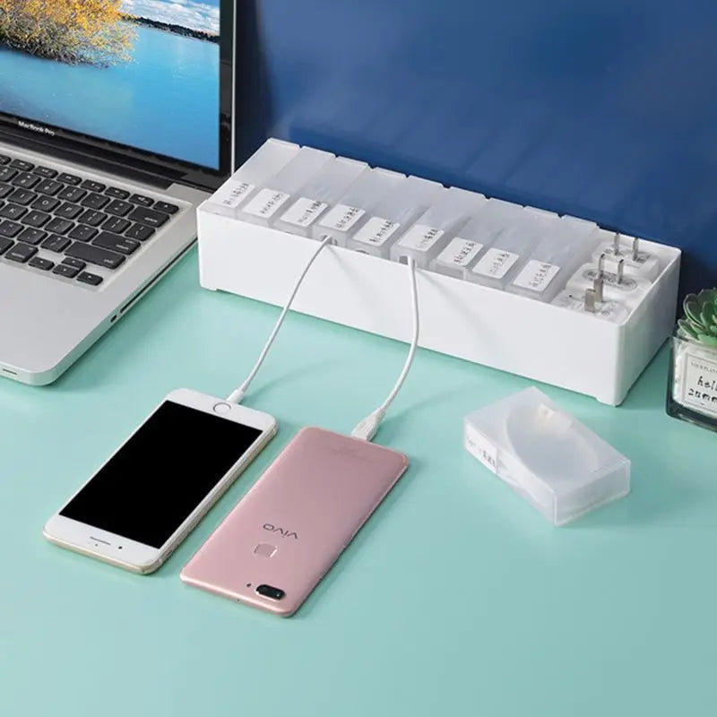 Desktop Cable Storage Box, Glossy Rectangular PP Organizer for Earphone and Electric Wires, Mid, Plus and 5-Box Options - product view 5