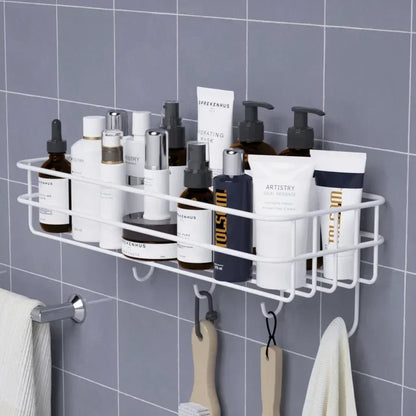 Wall Shelf, Japanese-Style Wrought-Iron Bathroom Storage Rack, Wall-Mounted Single-Tier Display Shelf in Black or White - product view 6