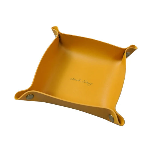 Square Leather Storage Tray, Folding Desktop Organizer for Jewelry, Keys, Earphones and Makeup, 15CM to 25CM - product view 1