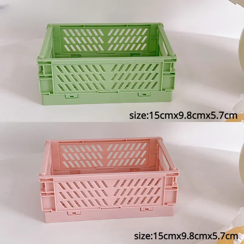 Foldable Cabinet Organizer Storage Crate, Stackable Ventilated Plastic Basket in Mini and Small Sizes - product view 1