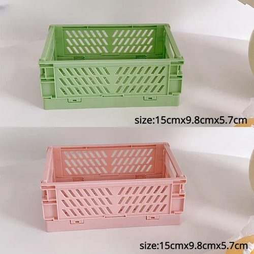 Foldable Cabinet Organizer Storage Crate, Stackable Ventilated Plastic Basket in Mini and Small Sizes - product view 1