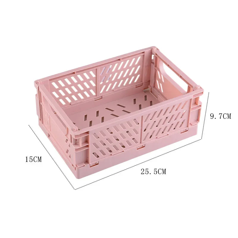 Foldable Cabinet Organizer Storage Crate, Stackable Ventilated Plastic Basket in Mini and Small Sizes - product view 2
