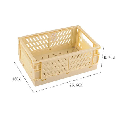 Foldable Cabinet Organizer Storage Crate, Stackable Ventilated Plastic Basket in Mini and Small Sizes - product view 3