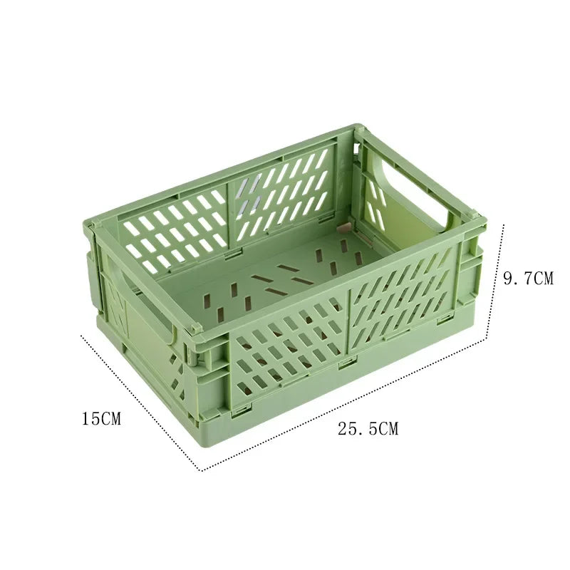 Foldable Cabinet Organizer Storage Crate, Stackable Ventilated Plastic Basket in Mini and Small Sizes - product view 4