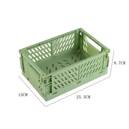 Foldable Cabinet Organizer Storage Crate, Stackable Ventilated Plastic Basket in Mini and Small Sizes - product view 4
