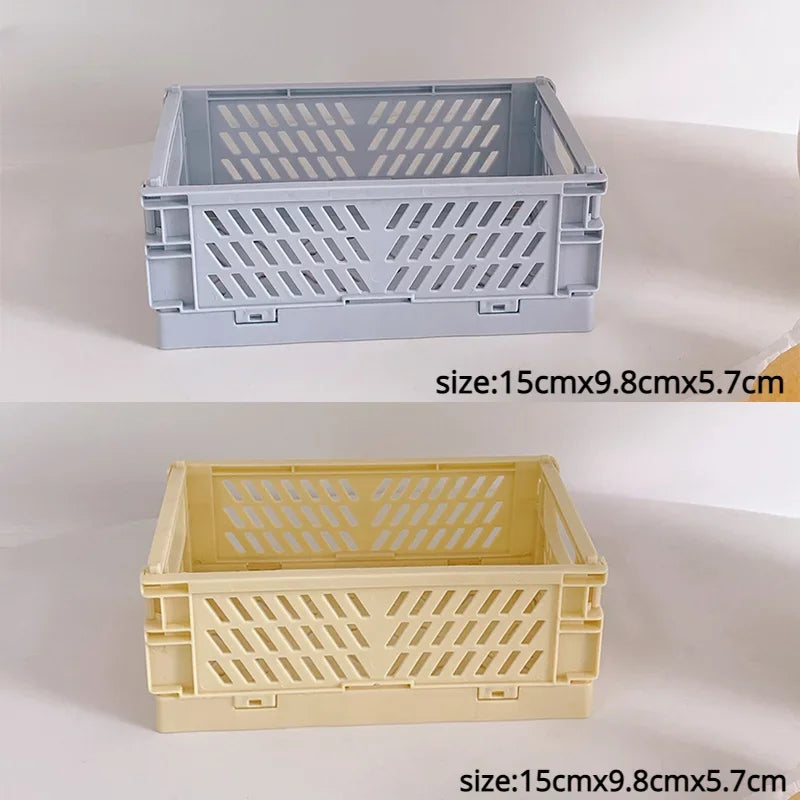 Foldable Cabinet Organizer Storage Crate, Stackable Ventilated Plastic Basket in Mini and Small Sizes - product view 5