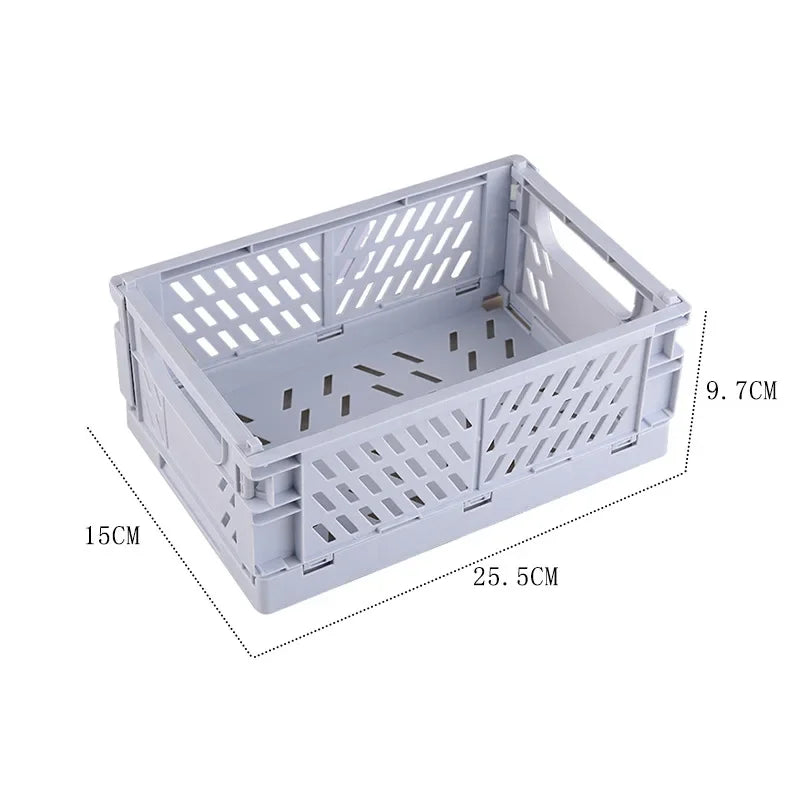 Foldable Cabinet Organizer Storage Crate, Stackable Ventilated Plastic Basket in Mini and Small Sizes - product view 6