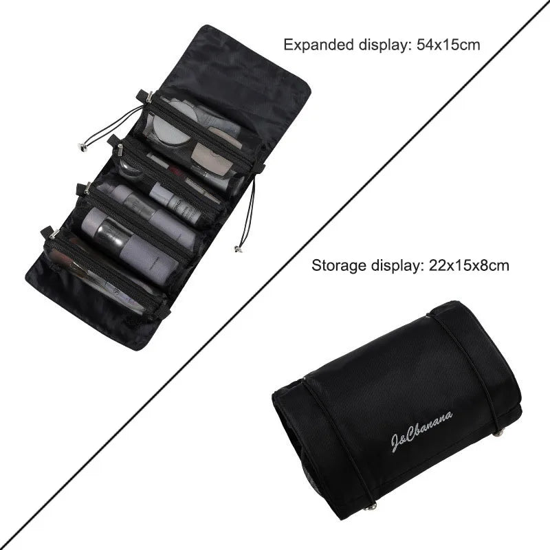Large Travel Toiletry Bag, PU Leather Rectangular Cosmetic Organizer with Folding 3D Design, 23.5x10.5x11cm - product view 1