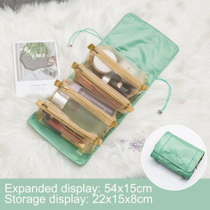 Large Travel Toiletry Bag, PU Leather Rectangular Cosmetic Organizer with Folding 3D Design, 23.5x10.5x11cm - product view 6